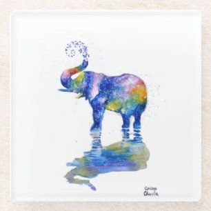 Happy Elefant Aquarell Glasuntersetzer