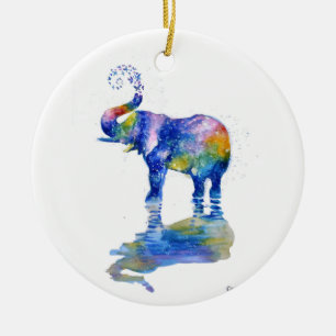 Happy-Elefant-Aquarellmalerei Keramik Ornament