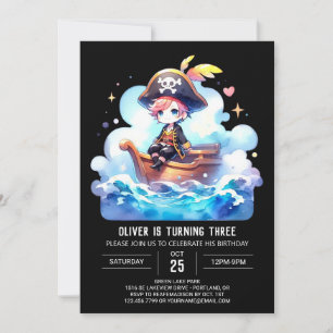 Happy Elegant Pirate Birthday Einladung