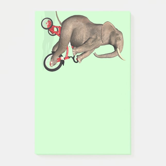 Happy Elephant auf Tricycle Post-it Klebezettel (Vorderseite)