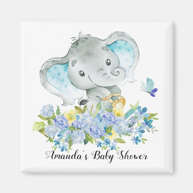 Happy Elephant Baby Boys Shower Fevor Magnet (Vorne)