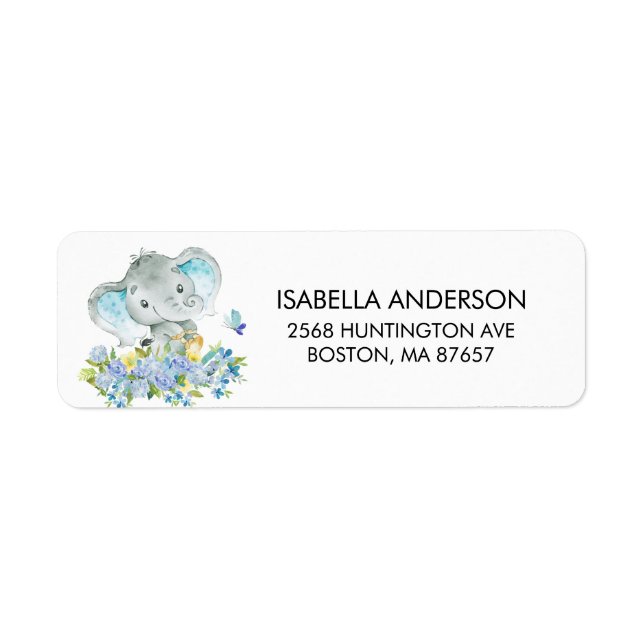 Happy Elephant Baby Shower Address Label (Vorne)