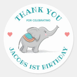 Happy Elephant Vielen Dank Runder Aufkleber