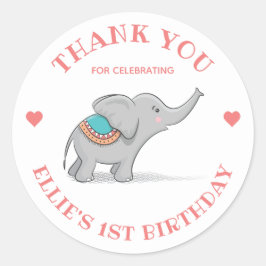 Happy Elephant Vielen Dank Runder Aufkleber