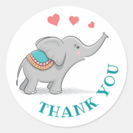 Happy Elephant Vielen Dank Runder Aufkleber