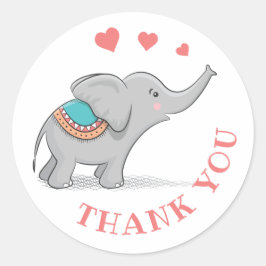 Happy Elephant Vielen Dank Runder Aufkleber