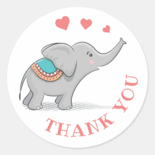 Happy Elephant Vielen Dank Runder Aufkleber