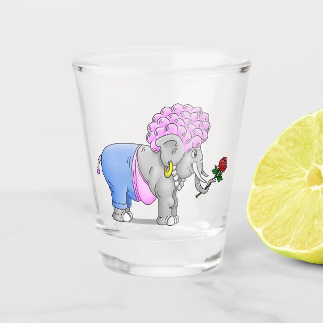 Happy Elephants Valentinstag Schnapsglas (Vorderseite)
