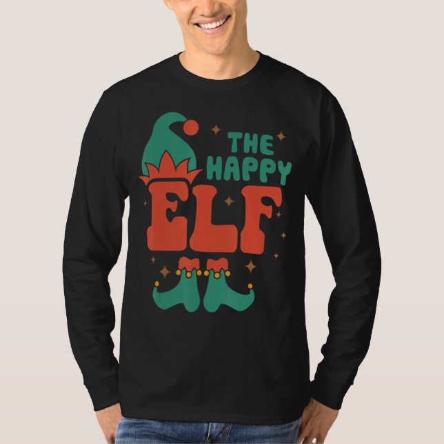 Happy Elf Familie Matching Weihnachten Pjs Funny T-Shirt (Vorderseite)