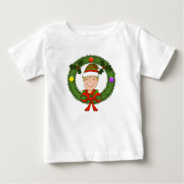 Happy Elf in Wreath Kleinkind Ruffle Dress Baby T-shirt