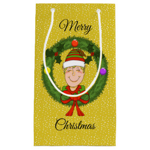 Happy Elf in Wreath mit Schnee Weihnachtsgeschenk Kleine Geschenktüte