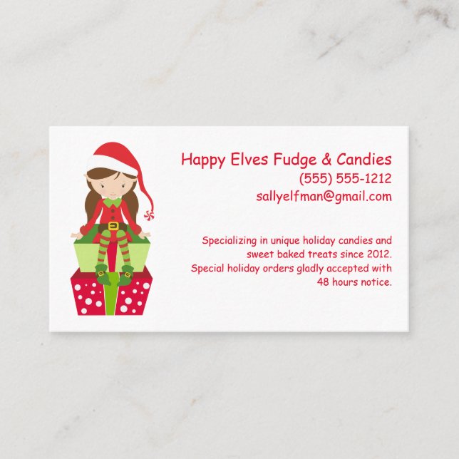 Happy Elf individuell anpassbare kleine Business B Visitenkarte (Vorderseite)