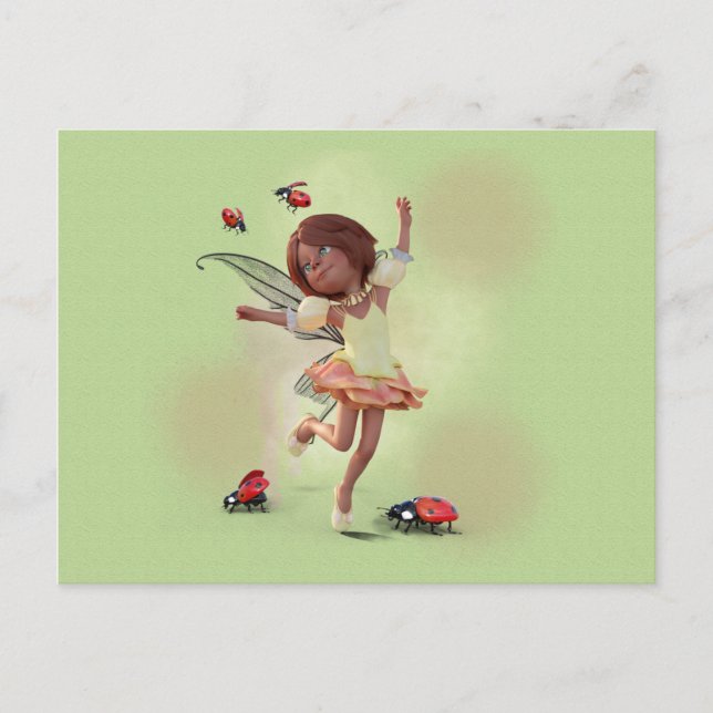 Happy Elf und Ladybug Postkarte (Vorderseite)