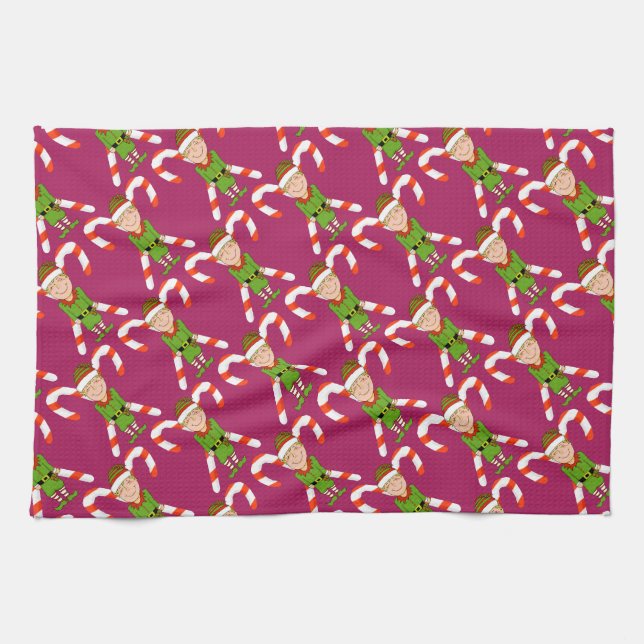 Happy Elf Weihnachtsküche Handtuch (Horizontal)