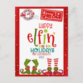 Happy Elfin’ Good Time Holiday Card Feiertagspostkarte