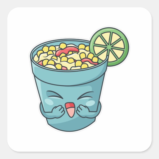Happy Elote Cup Quadratischer Aufkleber (Vorderseite)
