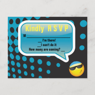 HAPPY EMOJI Bar Bat Mitzvah Antwort Karte blau