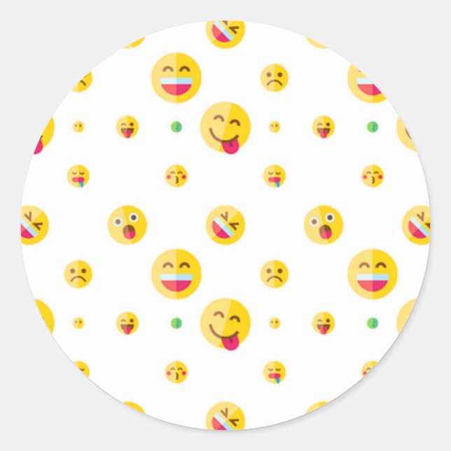 Happy Emoji Pattern Round Sticker (Vorderseite)