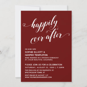 Happy End Hearts Schrift Burgunder Empfang Einladung