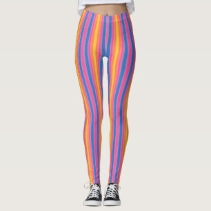 Happy Energy Pink Blue Yellow Slimming Streifen Leggings