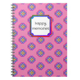 Happy Erinnerungen Pink Star Mandala Boho Notebook Notizblock