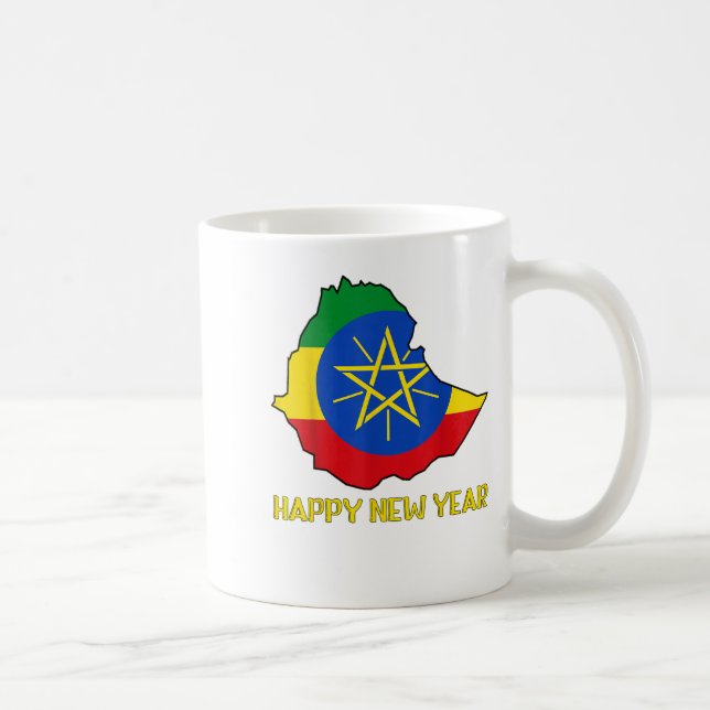 Happy Ethioan New Year Ethioa Map Flag Äthiopische Kaffeetasse (Rechts)