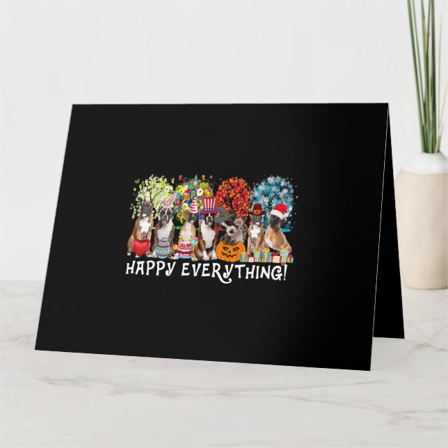 Happy Everything Boxer Hund Saisons Ganzjähriger B Karte (Vorderseite)
