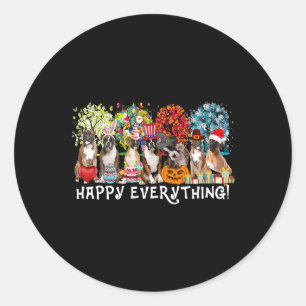Happy Everything Boxer Hund Saisons Ganzjähriger B Runder Aufkleber
