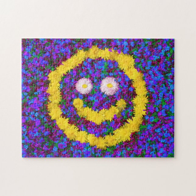 Happy Face Blume mit farbenfrohen Leuchtern (Horizontal)
