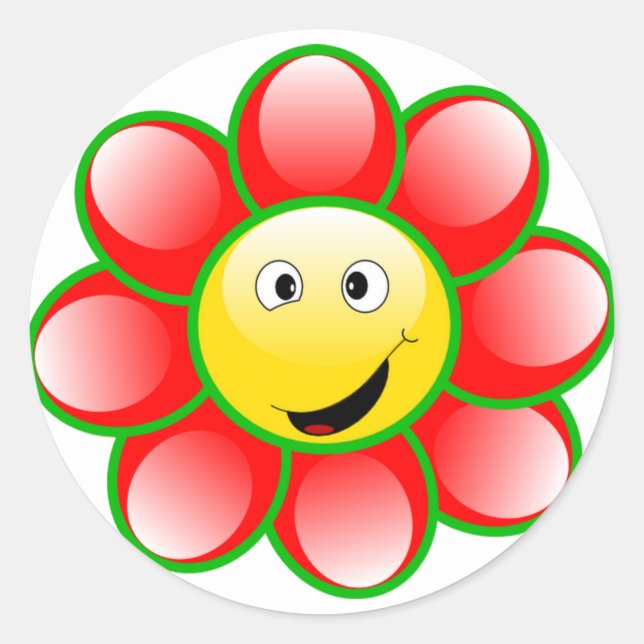 Happy Face Blume Stickers (Vorderseite)