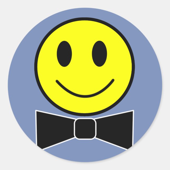 Happy Face Bow Krawatte Runder Aufkleber (Vorderseite)