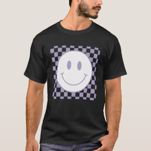 Happy Face Checkered Pattern Smile Face Meme T-Shirt