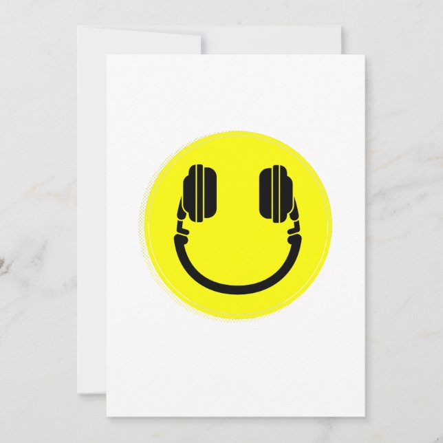Happy Face DJ Kopfhörer-Musik Einladung (Vorderseite)