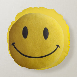 Happy face gelb Round Throw Kissen (16")