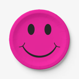 Happy Face Graphic Neon Pink Pappteller
