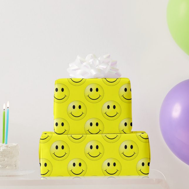 Happy Face Graphic Pattern Geschenkpapier (Partygeschenke)