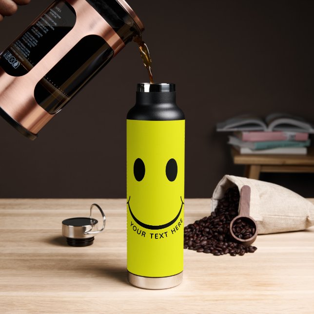 Happy Face Graphics Personalize Gelb Trinkflasche (Kaffee)