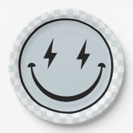 Happy Face Groovy Blue Boy Birthday Pappteller