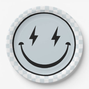 Happy Face Groovy Blue Boy Birthday Pappteller