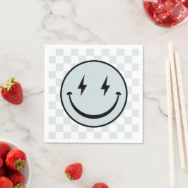 Happy Face Groovy Blue Boy Birthday Serviette
