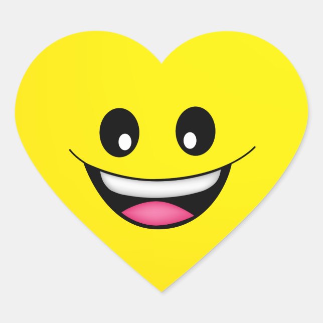 Happy Face Herz-Aufkleber (Vorderseite)