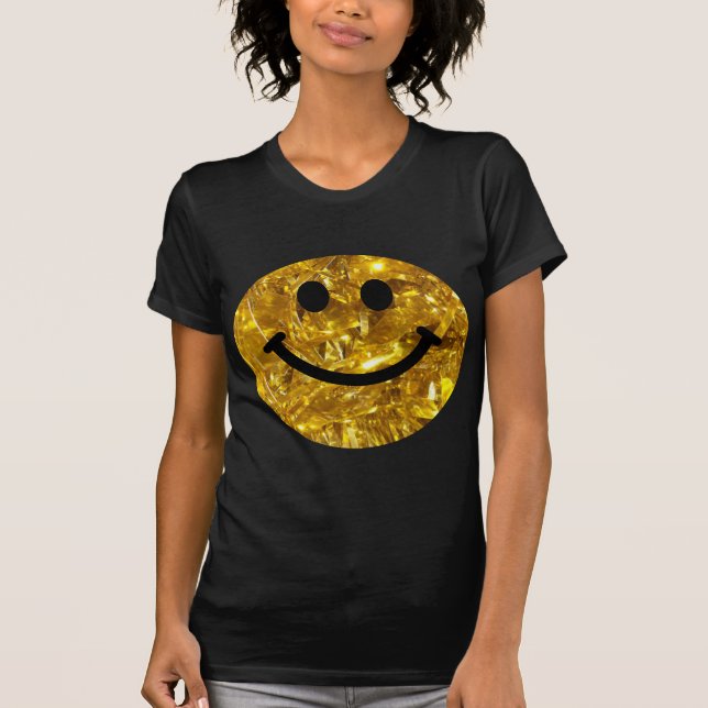 Happy Face Imitate Funkelnd Gold Bling - Matte Fun T-Shirt (Vorderseite)