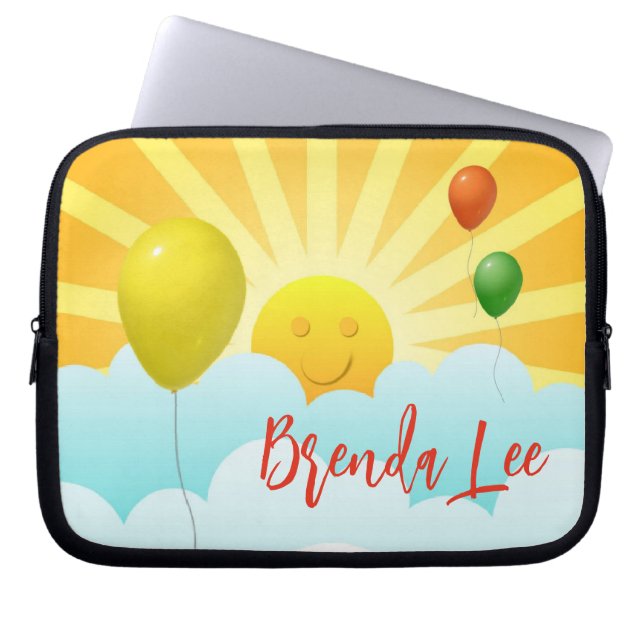 Happy Face in Clouds Custom iPad/Laptop Sleeve (Vorderseite)