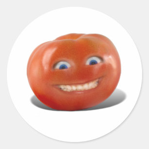 Happy Face lächelnd Tomato Runder Aufkleber