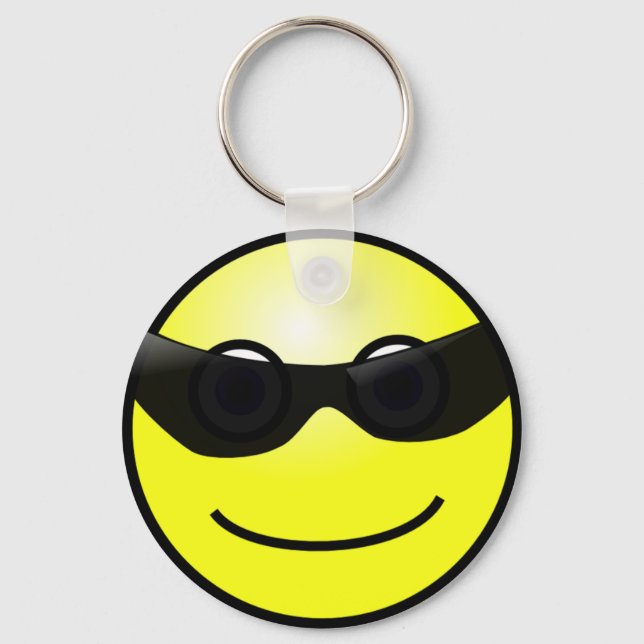 Happy Face mit Sonnenbrille Schlüsselanhänger (Vorderseite)