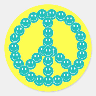 Happy Face Peace Runder Aufkleber
