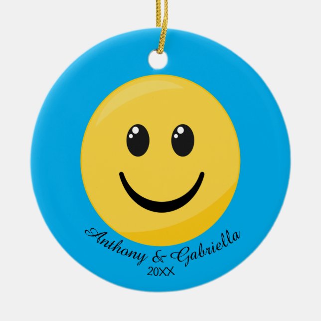 Happy Face Personalisiert Emoji Ornament (Vorne)