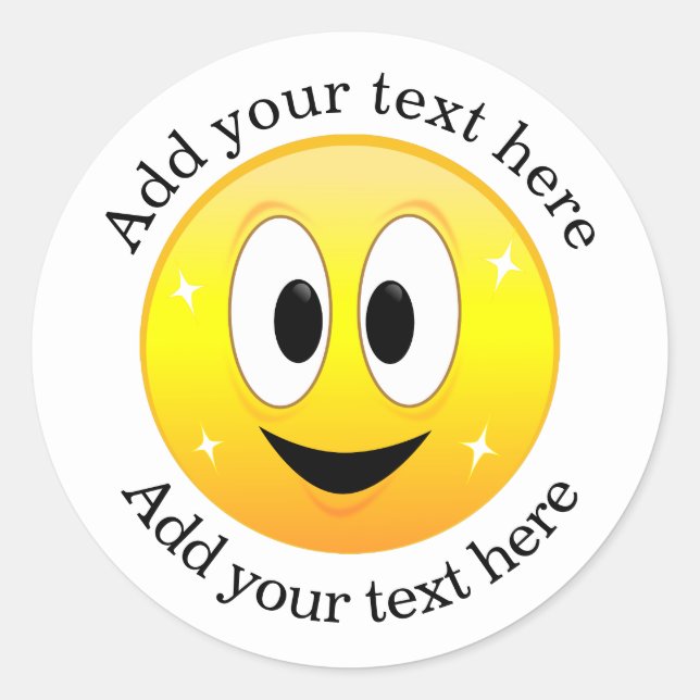 Happy Face Personalisiert Runder Aufkleber (Vorderseite)