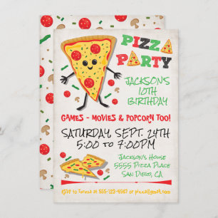 Happy Face Pizza Anniversaire Fête Invitation