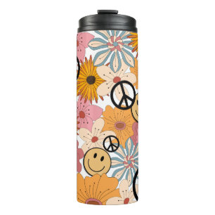 Happy Face, Retro Floral & Peace Thermosbecher